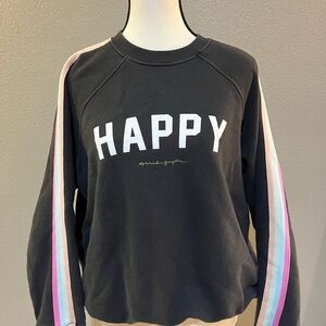 Spiritual Gangster Black Sweatshirt with Rainbow Stripes